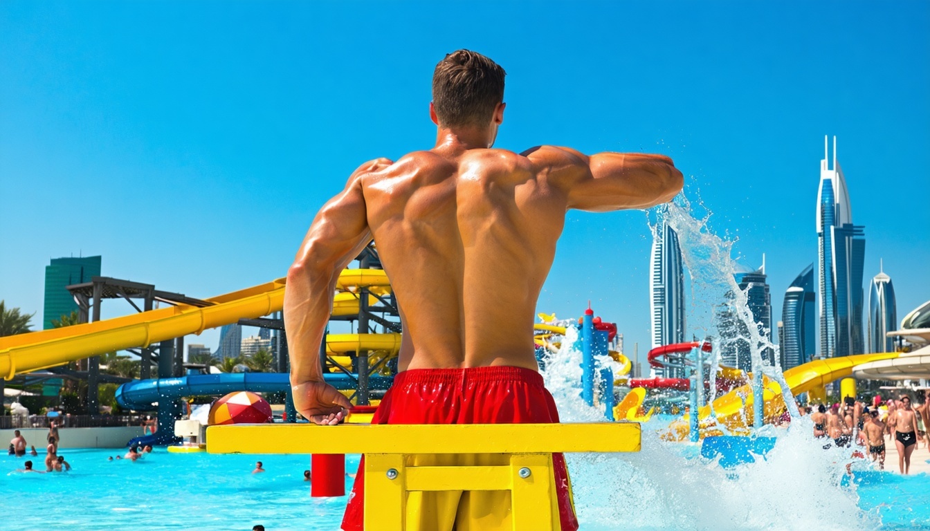 Lifeguard ensuring safety at Dubai water park